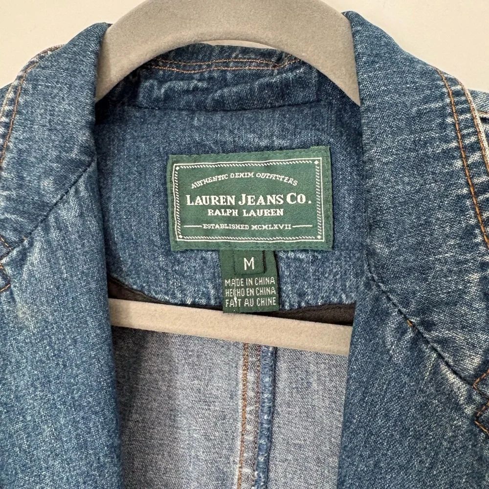 Vintage Ralph Lauren Women's Denim Blazer - Picture 3 of 7